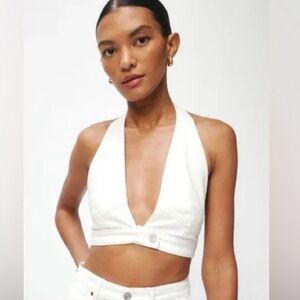 Reformation Gigi denim halter in vintage white NWT